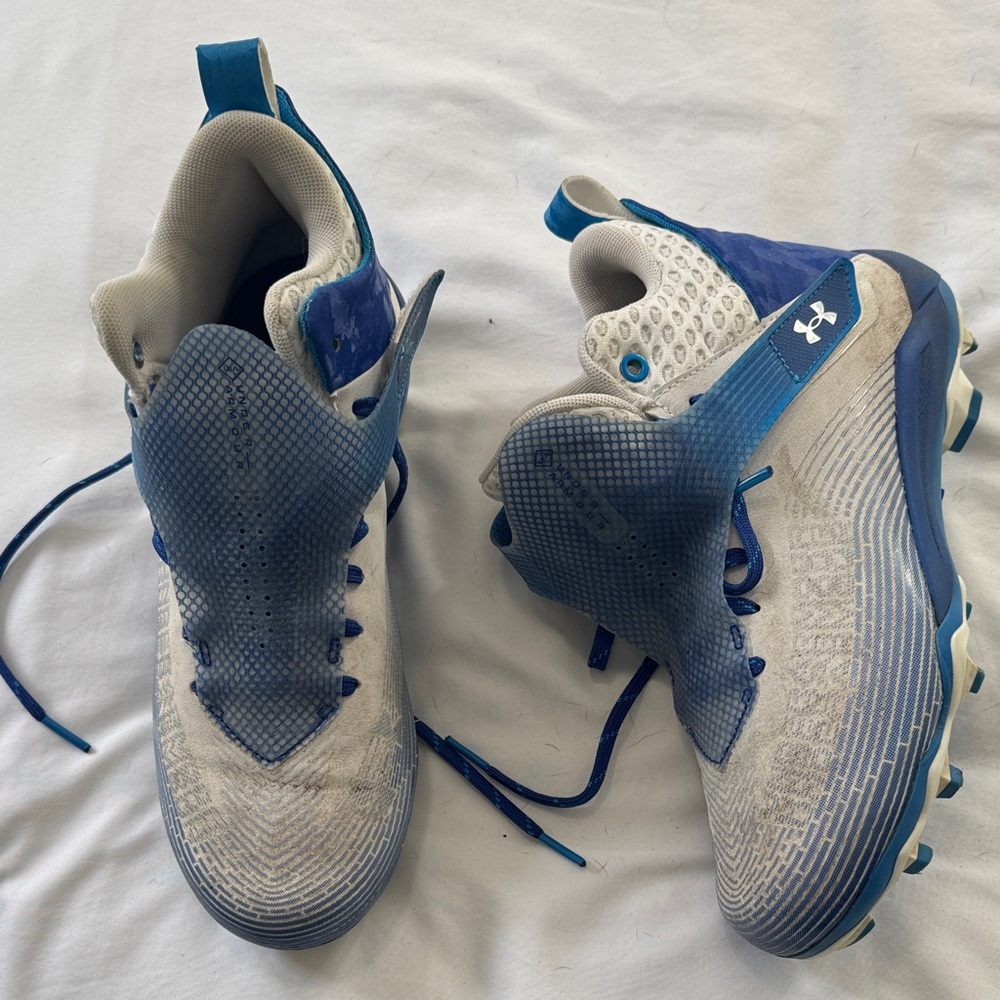 Under Armour Blue and Gray Football Cleats